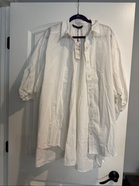 Zara White Button-Front Shirt
